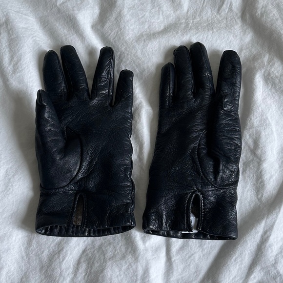 Max Mara Black Spalato Gloves Black Size 7 - Picture 3 of 9